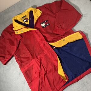 VINTAGE Tommy Hilfiger Goretex Anorak Rain Jacket Small Snaps BlockTech Retro